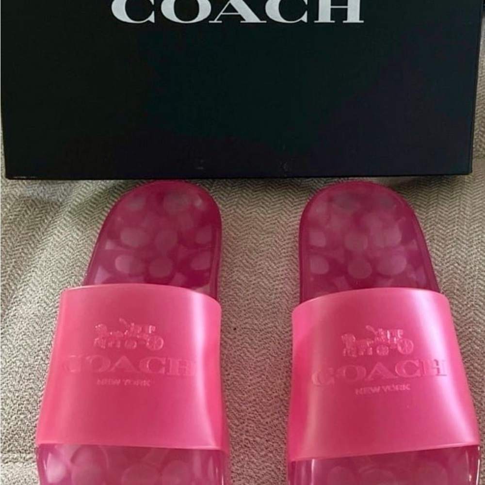 Coach Bold Pink Rubber Slides
